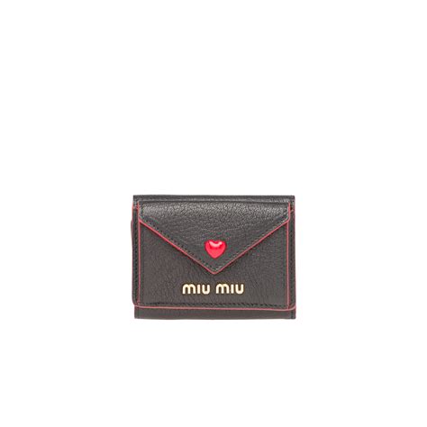 miu miu madras leather wallet with love logo|Small Madras Love wallet Black .